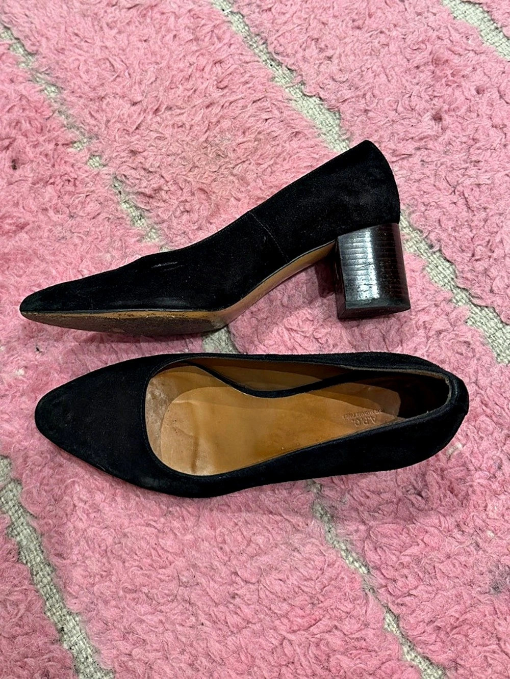 A.P.C. Black Pointed-Toe Block Heel Shoes US 9 or 40